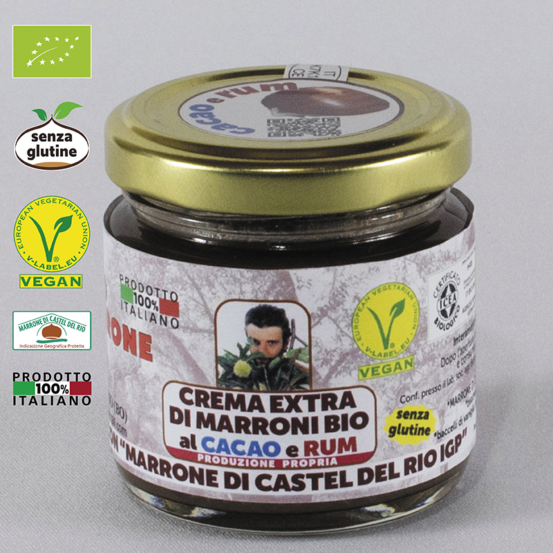 CREMA EXTRA DI MARRONI AL CACAO E RUM CON “MARRONE DI CASTEL DEL RIO IGP” GR. 115